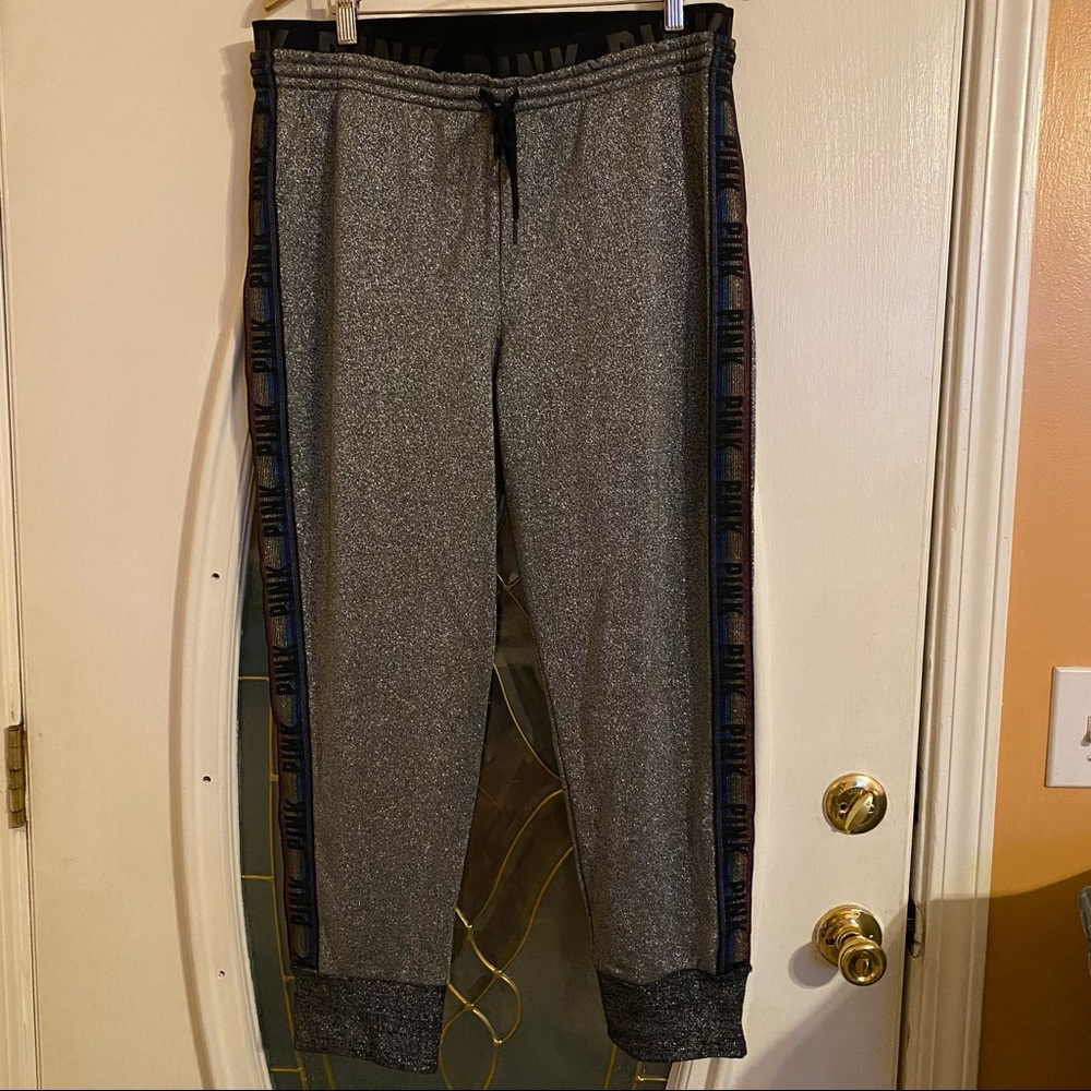 VS PINK Glitter Rainbow Joggers Sweatpants Size XL NWOT Victoria Secret